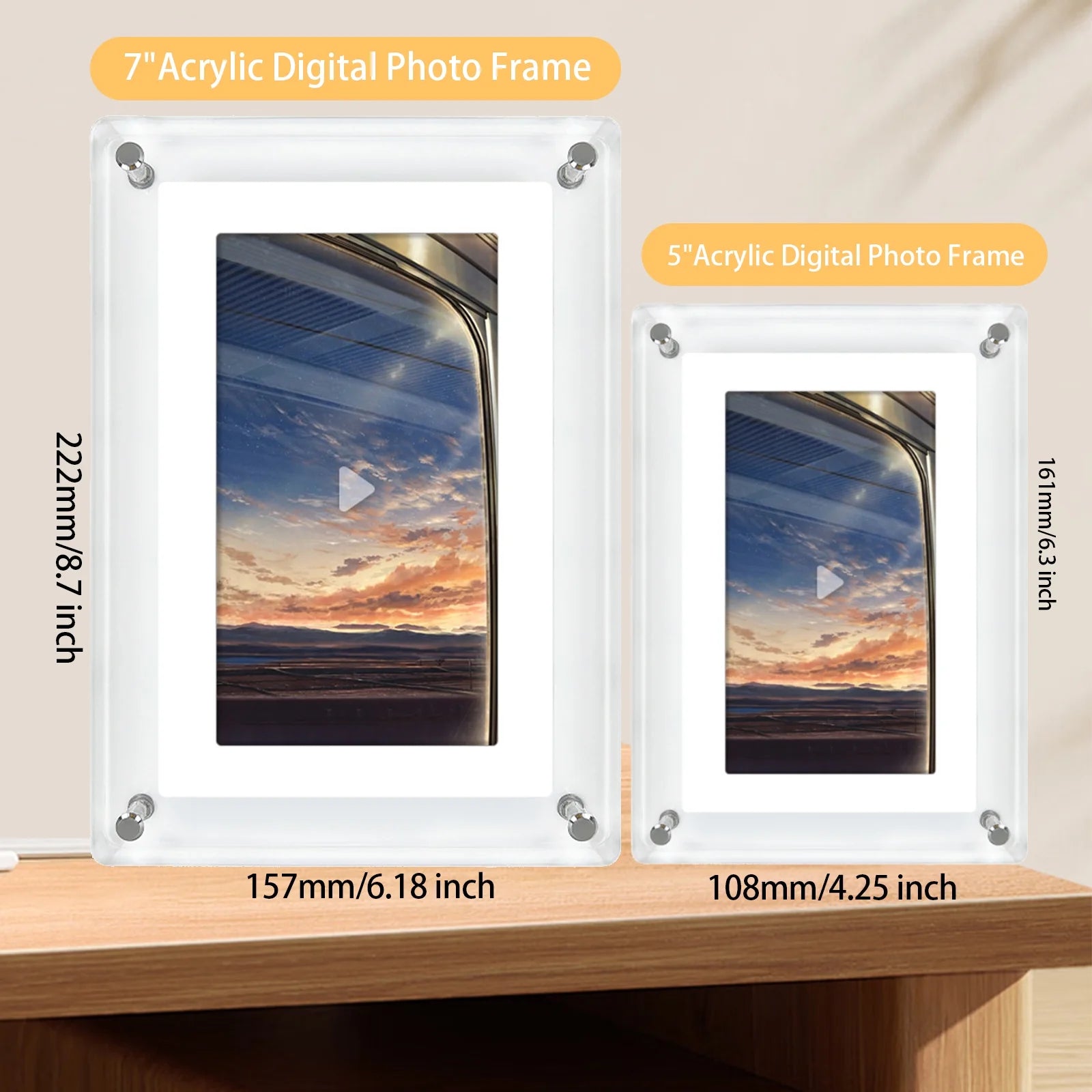 5 Inch Acrylic Digital Picture Frame, 2GB Memory, 1000Mah Built-In Battery, Digital Photo Frame Supporting 1920 * 1080 Resolution, Video Frame Perfect for Home Decor,Gift, Valentine'S Day