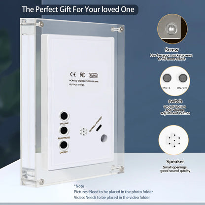 5 Inch Acrylic Digital Picture Frame, 2GB Memory, 1000Mah Built-In Battery, Digital Photo Frame Supporting 1920 * 1080 Resolution, Video Frame Perfect for Home Decor,Gift, Valentine'S Day