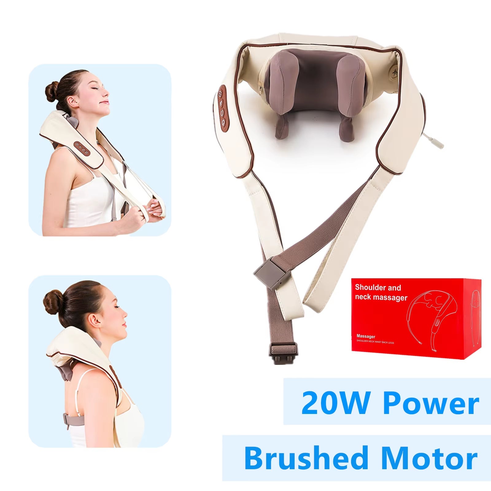 26W Neck and Shoulder Massager Wireless Shoulder and Back Kneading Massage Shawl Trapezius Neck Cervical Masajeador