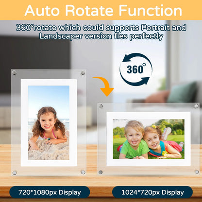 5 Inch Acrylic Digital Picture Frame, 2GB Memory, 1000Mah Built-In Battery, Digital Photo Frame Supporting 1920 * 1080 Resolution, Video Frame Perfect for Home Decor,Gift, Valentine'S Day